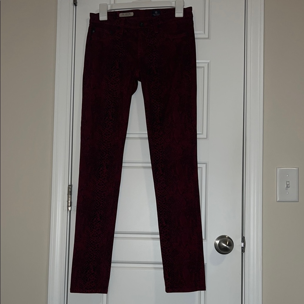 AG Adriano Goldschmied Red Animal Print Leggings